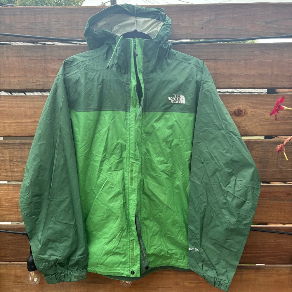 The North Face HyVent 2.5L Rain Jacket Mens L Green Good Waterproof Shell